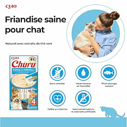 INABA Churu - Friandises pour Chats en purée au Thon & Fruits de mer - 4 Tubes x 14g - Délicieux Snacks pour Félins - Texture Lisse et Onctueuse - Nourriture pour Chats