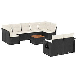 Maison Chic Salon de jardin 10 pcs avec coussins, Ensemble Tables et chaises d'extérieur noir résine tressée -GKD183811