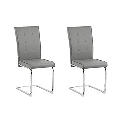 Beliani Set de 2 Cuir PU Chaise de salle à manger Chaise en porte-à-faux Gris ROVARD