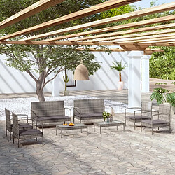 Maison Chic Salon de jardin 8 pcs + coussins - Mobilier/Meubles de jardin - Table et chaises d'extérieur résine tressée gris -MN28763