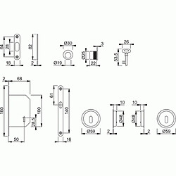 Hoppe SET POUR PORTE COULISSANTE F94 CHR SAT A CLE L