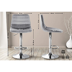 Non Lot de 2 tabourets de bar Lex velours chrome