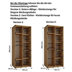 Abiks Meble Armoire DAVOS 1 À Portes Coulissantes 235,2/100/60 2 Portes pas cher