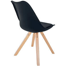 Decoshop26 Chaise de salle à manger x1 style scandinave en plastique noir pieds en bois clair 10_0001459 pas cher