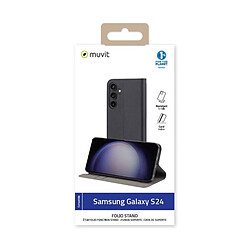 Muvit Étui de Protection pour Samsung Galaxy S24 Folio Stand Noir