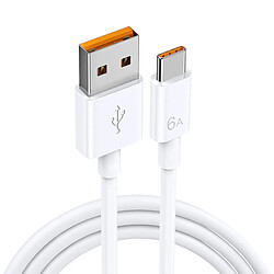 INF Câble de charge USB-C ultra rapide 66 W 6 A, compatible avec Huawei, Xiaomi White 1 m