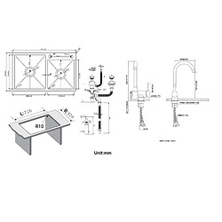 Acheter Auralum MAX 2en1 Évier de Cuisine 2 Bac ,Noir,75x45x19cm,Encastré/ à Poser avec Distributeur de Savon+Mitigeur Cuisine Rabattable Pivotant à 360°