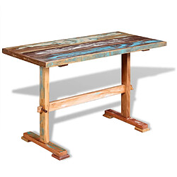 vidaXL Table à manger sur pied bois de récupération massif 120x58x78cm