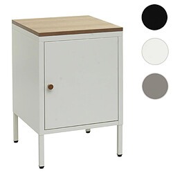 Mendler Table de nuit HWC-L84, armoire de chevet commode, métal 63x40x40cm, mélaminé ~ blanc