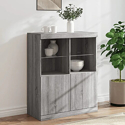 Maison Chic Commode Buffet - Meuble de rangement avec lumières LED sonoma gris 81x37x100 cm -GKD97156