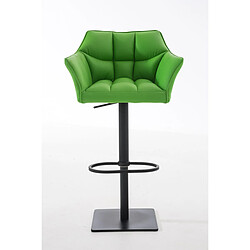 Decoshop26 Tabouret de bar chaise haute de comptoir couture carrées assise en PVC vert cadre en métal noir 10_0004676