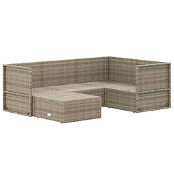 Acheter Maison Chic Salon de jardin 5 pcs + coussins - Mobilier/Meubles de jardin - Table et chaises d'extérieur Gris Résine tressée -MN87368