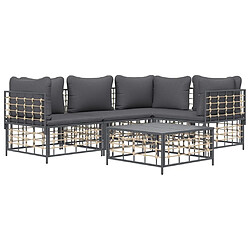 Avis Maison Chic Salon de jardin 5 pcs + coussins - Mobilier/Meubles de jardin - Table et chaises d'extérieur anthracite résine tressée -MN51017