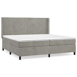 Maison Chic Lit Adulte - Lit simple Lit à sommier tapissier et matelas moelleux - Meuble de Chambre - Gris clair 200x200cm Velours -MN93318