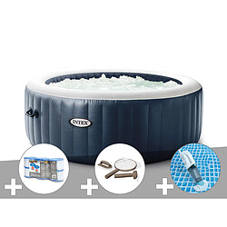 Kit spa gonflable Intex PureSpa Blue Navy rond Bulles 4 places + 6 filtres + Kit d'entretien + Aspirateur