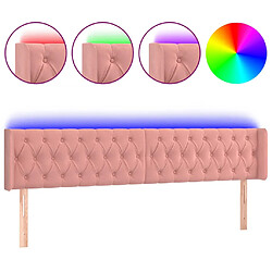 vidaXL Tête de lit à LED Rose 203x16x78/88 cm Velours