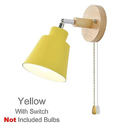 Universal Lampe murale en bois d'intérieur nordique côté lit 27 couloir de chambre 47 lampes murales cousues 4 couleurs avec fermeture à glissière interrupteur pivotant librement (jaune)