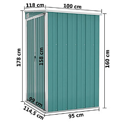 vidaXL Remise de jardin murale Vert 118x100x178 cm Acier galvanisé pas cher