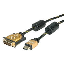 Avis Roline Gold - Videokabel - Dual Link - HDMI / DVI - DVI-D (M) bis HDMI (M) - 3 m - abgeschirmt - Schwarz, Gold - 4K Unterstützung