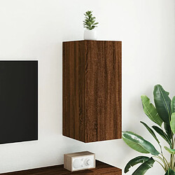 Maison Chic Meuble TV mural, Banc TV avec lumières LED pour salon, Meuble de rangement chêne marron 30,5x35x70 cm -GKD11636 pas cher