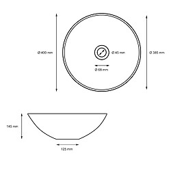 Acheter ML-Design Lavabo à poser rond noir mat céramique avec garniture de vidage Ø 400 x 145 mm