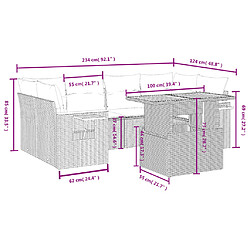 Avis vidaXL Salon de jardin avec coussins 7 pcs gris résine tressée