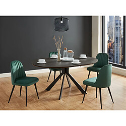 Vente-Unique Ensemble table CLARA + 4 chaises ELEANA - Anthracite et vert