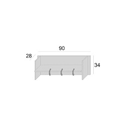 Inside 75 Etagère murale BANCO 1 étagère bord chêne fond blanc 3 crochets