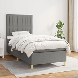 Maison Chic Lit Adulte - Lit simple Lit à sommier tapissier et matelas moelleux - Meuble de Chambre - Gris foncé 90x190 cm Tissu -MN47189