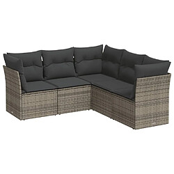 Maison Chic Salon de jardin 5 pcs avec coussins | Ensemble de Table et chaises | Mobilier d'Extérieur gris résine tressée -GKD25433