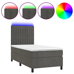 vidaXL Sommier à lattes de lit matelas LED Gris foncé 90x200cm Velours