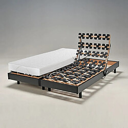 Avis Le Quai Des Affaires Ensemble 2 sommiers relaxation électrique FLEXPALACE 80x200 + 2 matelas mémoire de forme / Noir