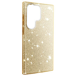 Avizar Coque Paillette pour Samsung Galaxy S23 Ultra Semi-rigide Spark Case or