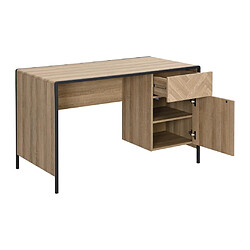 Acheter Vente-Unique Bureau avec 1 tiroir et 1 placard - MDF et métal - Coloris : Naturel et noir - TUMACO