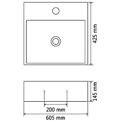 Acheter vidaXL Vasque avec trou de robinet en céramique Noir 60,5x42,5x14,5 cm