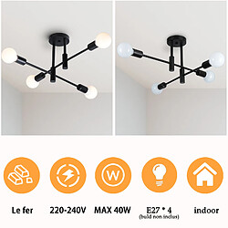 Avis Stoex Lampe de Plafond en Métal Plafonnier Moderne 4 Lumières Noir Plafonniers D'Intérieur E27 Pour Salle de Bain Chambre Couloir Salon