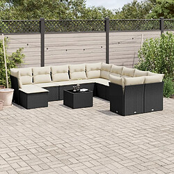 Maison Chic Salon de jardin 12 pcs avec coussins | Ensemble de Table et chaises | Mobilier d'Extérieur noir résine tressée -GKD54593