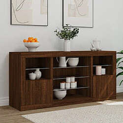 Avis Maison Chic Commode Buffet - Meuble de rangement avec lumières LED chêne marron 142,5x37x67 cm -GKD31468