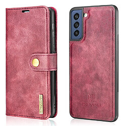 Dg.Ming Etui en PU + TPU Split 2-en-1 détachable rouge pour votre Samsung Galaxy S21 FE