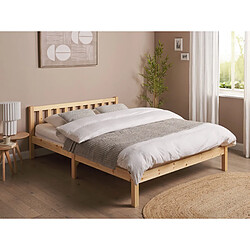 Beliani Lit double en bois de pin clair 140 x 200 cm FLORAC