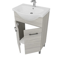 Avis Kiamami Valentina MEUBLE DE SALLE DE BAINS SUR PIED 55CM 2 PORTES CHÊNE GRIS, LAVABO ET MIROIR | RIMINI