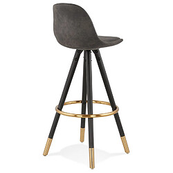 Acheter Alterego Tabouret de bar design 'KONG' en microfibre grise et pieds en bois noir