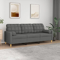 Maison Chic Canapé 3 places avec oreillers,Sofa de Salon,Canapé droit gris foncé 180 cm tissu -GKD267045