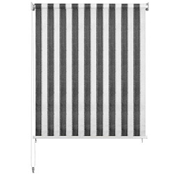 Avis vidaXL Store roulant d'extérieur 120x230cm Rayures anthracite et blanc