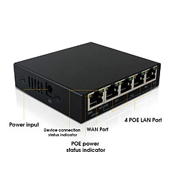 EDUP EP-PS1024 Commutateur Ethernet PoE 10 / 100Mbps à 4 ports