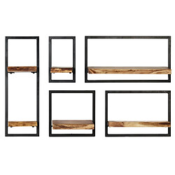 vidaXL Set d'étagères murales 5 pcs Bois d'acacia massif et acier