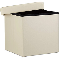 Helloshop26 Tabouret pouf banquette pliant meuble de rangement stable synthétique 38 cm beige 13_0002806_4