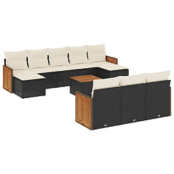 Maison Chic Salon de jardin 11 pcs avec coussins | Ensemble de Table et chaises | Mobilier d'Extérieur noir résine tressée -GKD31831