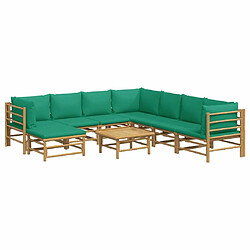 Avis Maison Chic Salon de jardin 9 pcs + coussins - Mobilier/Meubles de jardin - Table et chaises d'extérieur vert bambou -MN63448