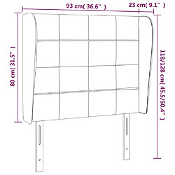 Acheter vidaXL Tête de lit avec oreilles Gris foncé 93x23x118/128 cm Velours